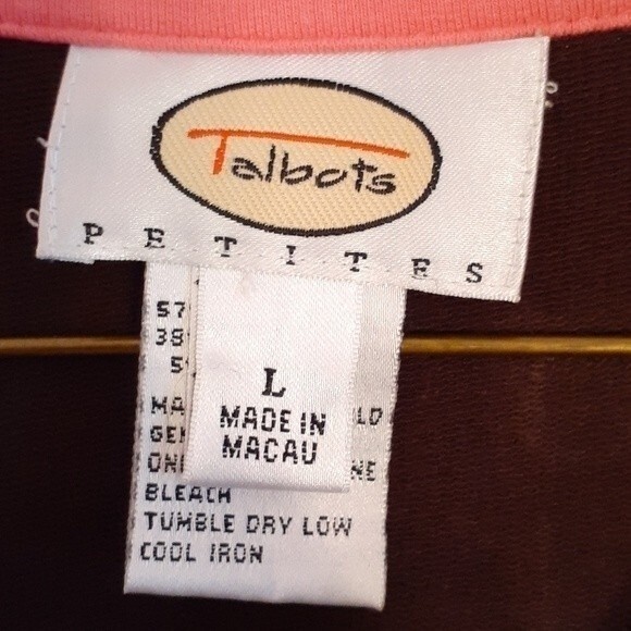 talbots top brown pink soft knit jacket zip up  l athleisure zipper front large - Picture 3 of 5